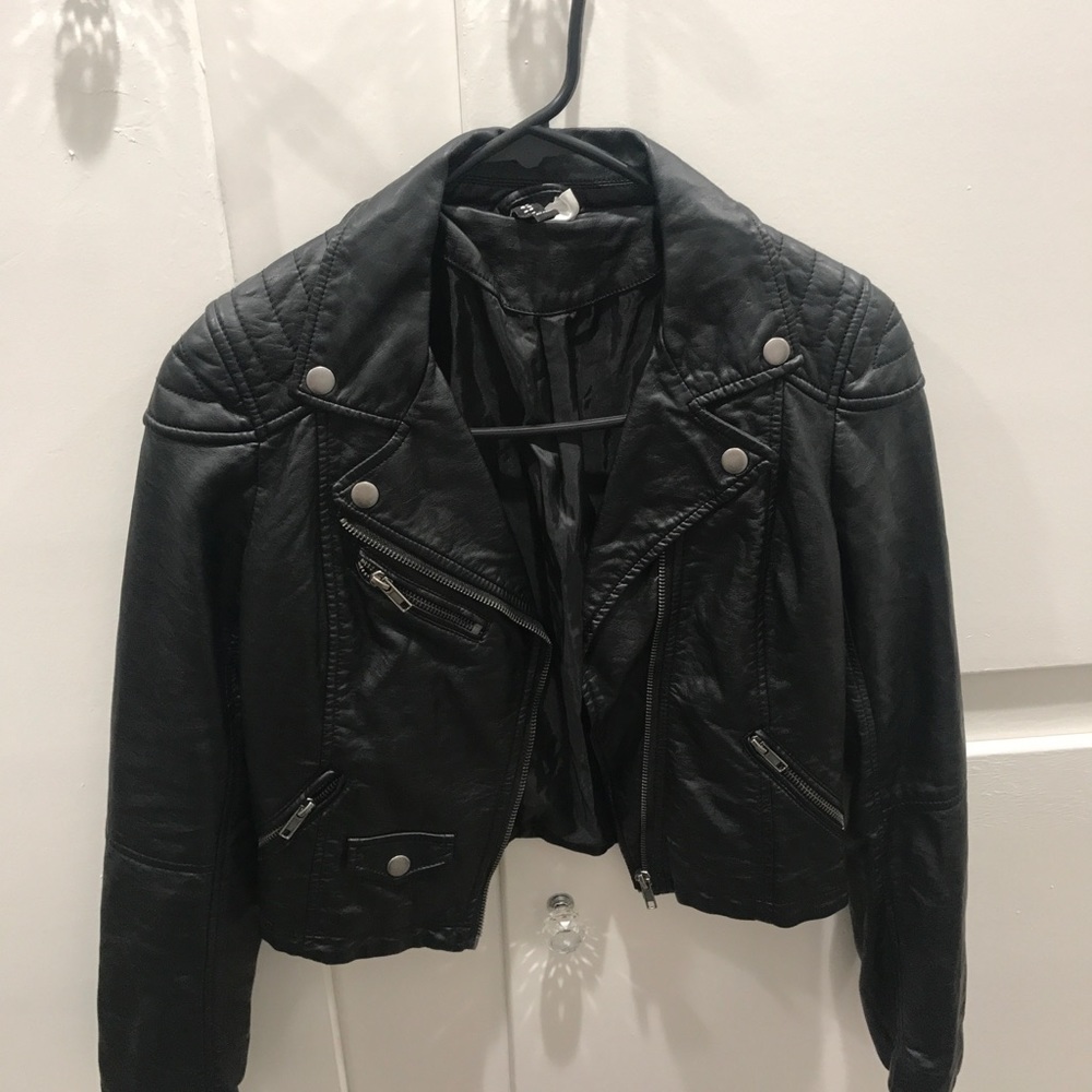 Faux leather moto jacket